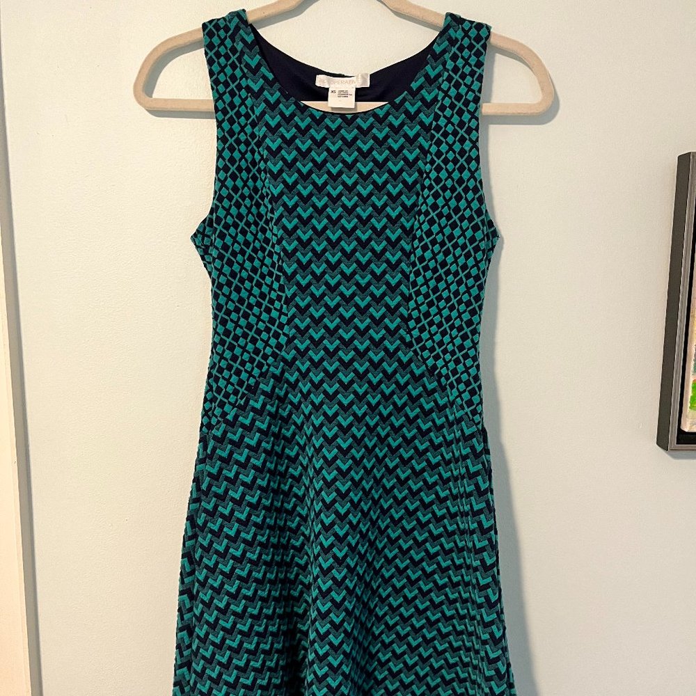 Women's Cooperative Turquoise Patterned Skater Dress